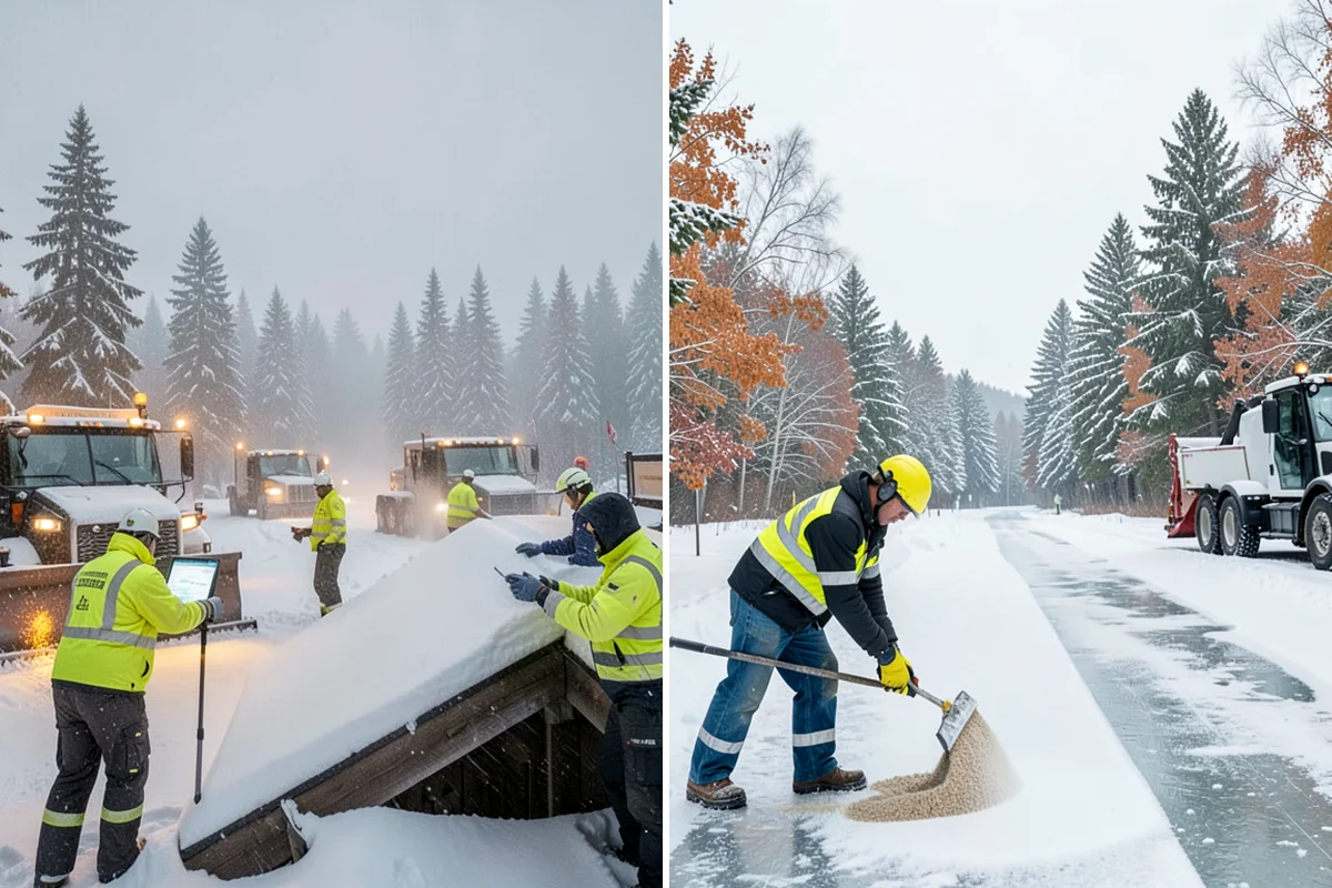 Office Building Deicing in Lyman, Skagit County, WA - Assess entrances, plaza walks, stairs, and parking with building management