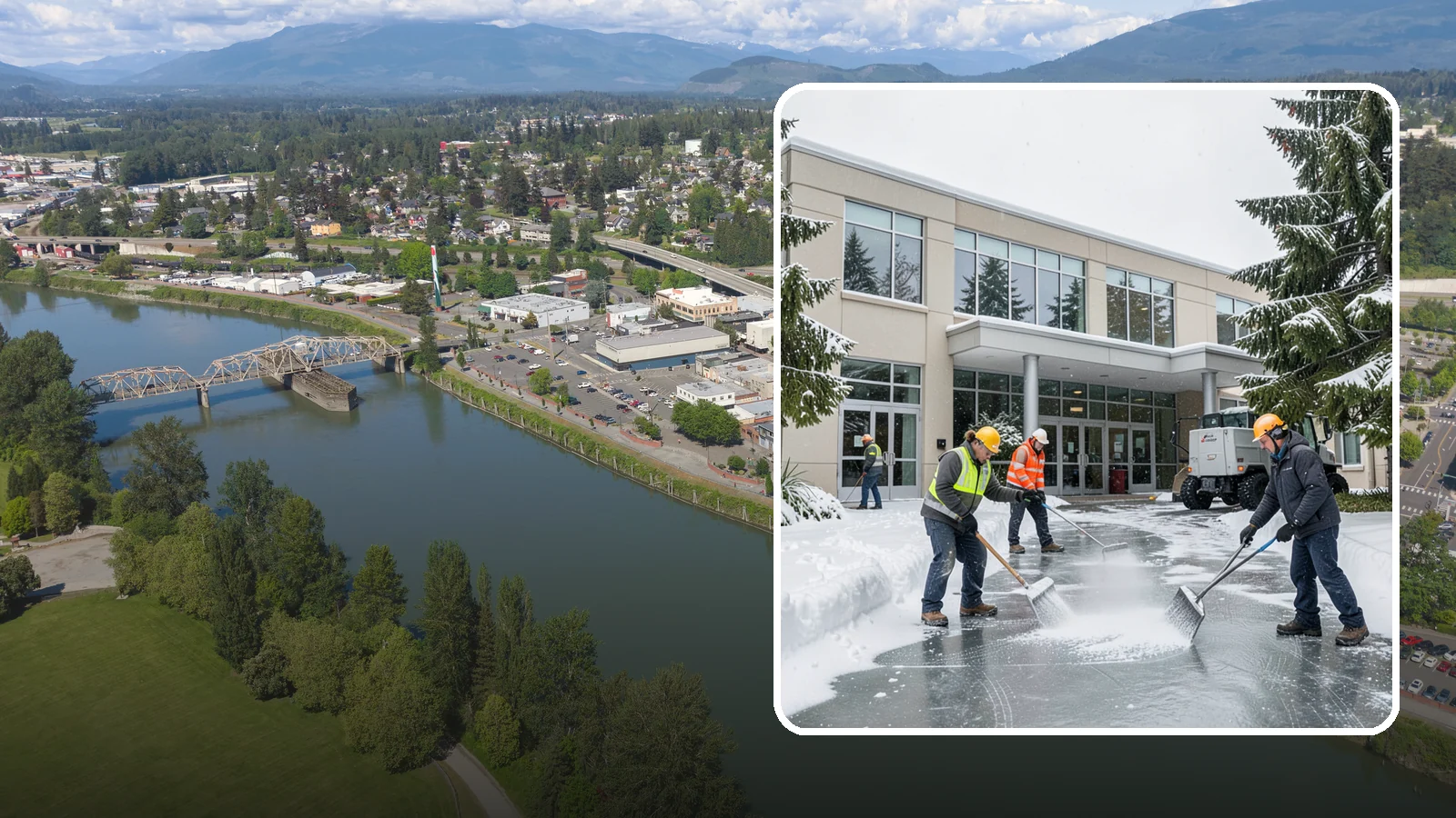 Office Building Deicing in Mount Vernon, Skagit County, WA - Deicing that keeps office-building entrances, plaza walks, and employee lots clear so staff and clients arrive safely on frozen...