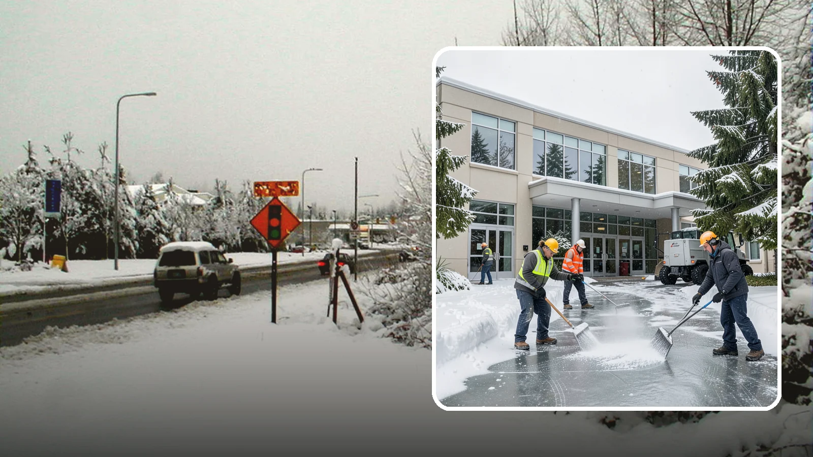 Office Building Deicing in Newcastle, King County, WA - Deicing that keeps office-building entrances, plaza walks, and employee lots clear so staff and clients arrive safely on frozen...