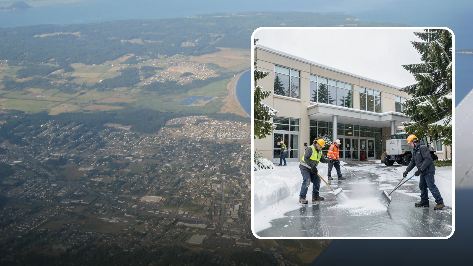 Office Building Deicing in Oak Harbor, Island County, WA - Deicing that keeps office-building entrances, plaza walks, and employee lots clear so staff and clients arrive safely on frozen...