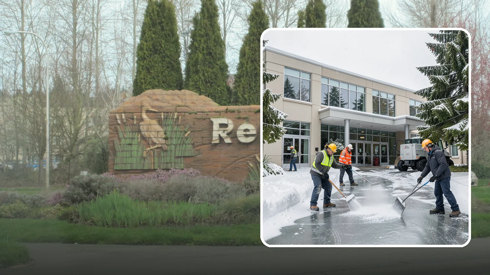 Office Building Deicing in Renton, King County, WA - Deicing that keeps office-building entrances, plaza walks, and employee lots clear so staff and clients arrive safely on frozen...
