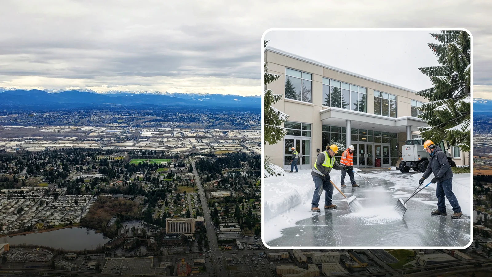 Office Building Deicing in SeaTac, King County, WA - Deicing that keeps office-building entrances, plaza walks, and employee lots clear so staff and clients arrive safely on frozen...