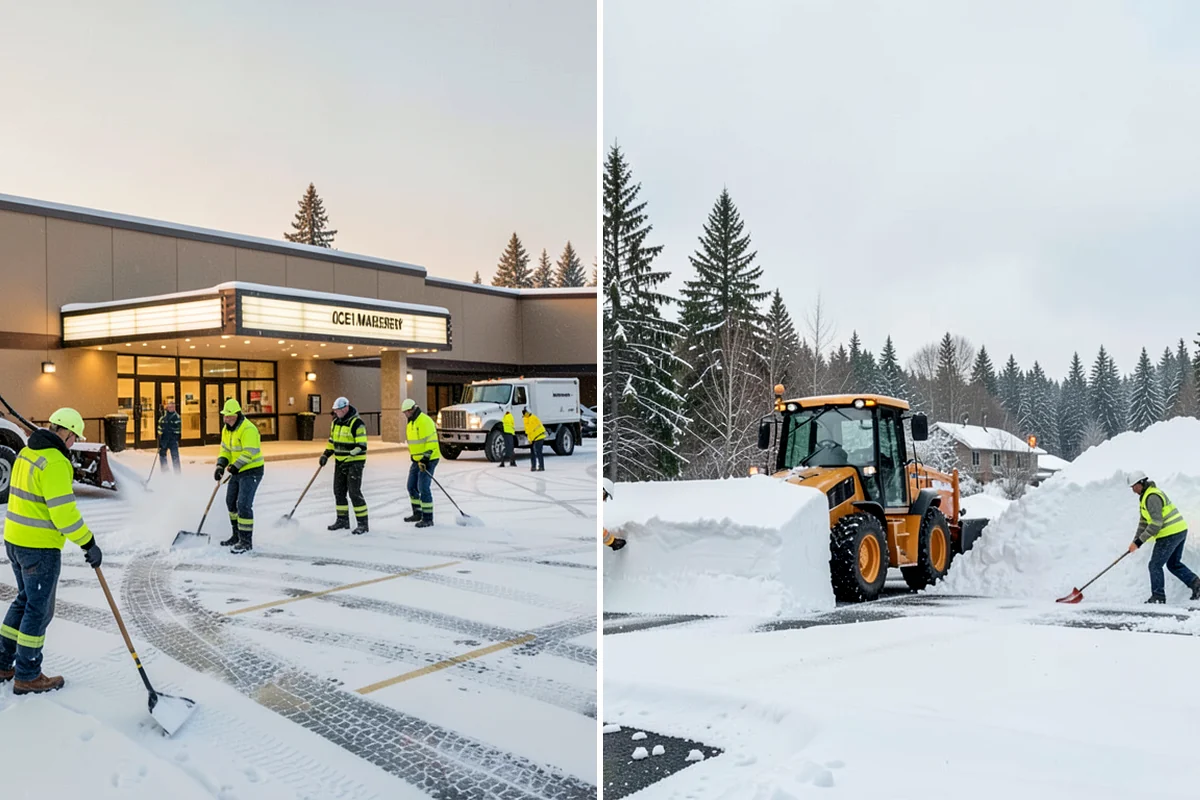 Office Building Deicing in Shoreline, King County, WA - Assess entrances, plaza walks, stairs, and parking with building management