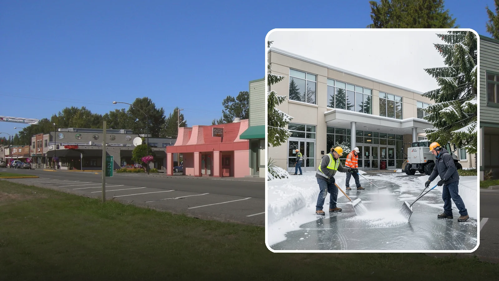 Office Building Deicing in Snoqualmie, King County, WA - Deicing that keeps office-building entrances, plaza walks, and employee lots clear so staff and clients arrive safely on frozen...