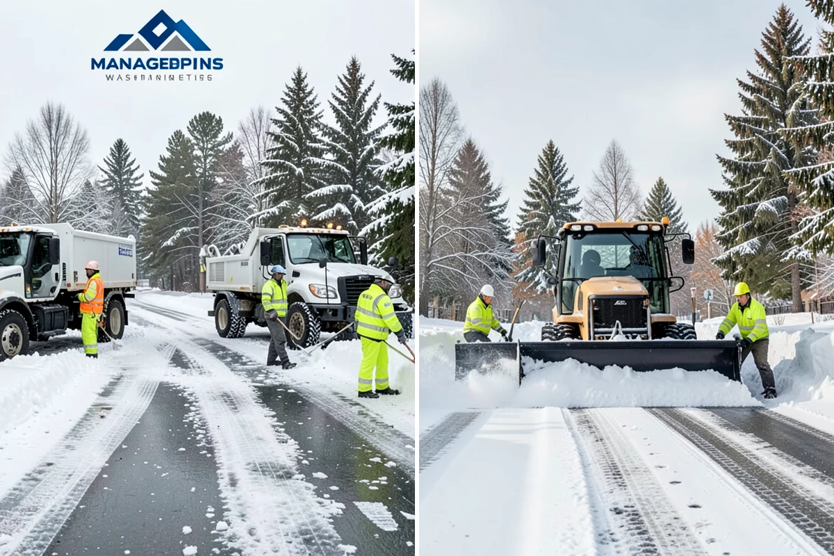 Office Building Deicing in Snoqualmie, King County, WA - Assess entrances, plaza walks, stairs, and parking with building management
