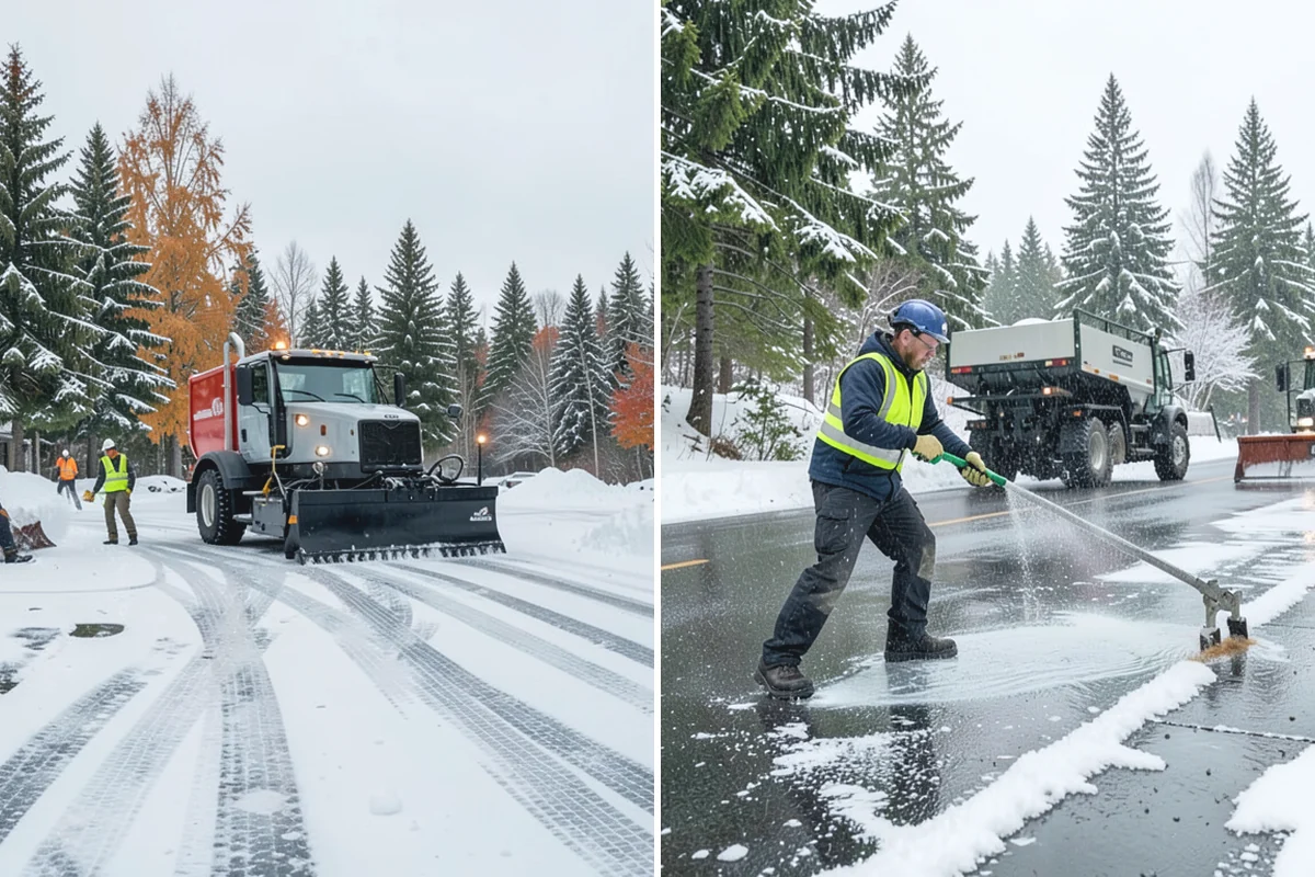 Office Building Deicing in Sumner, Pierce County, WA - Assess entrances, plaza walks, stairs, and parking with building management