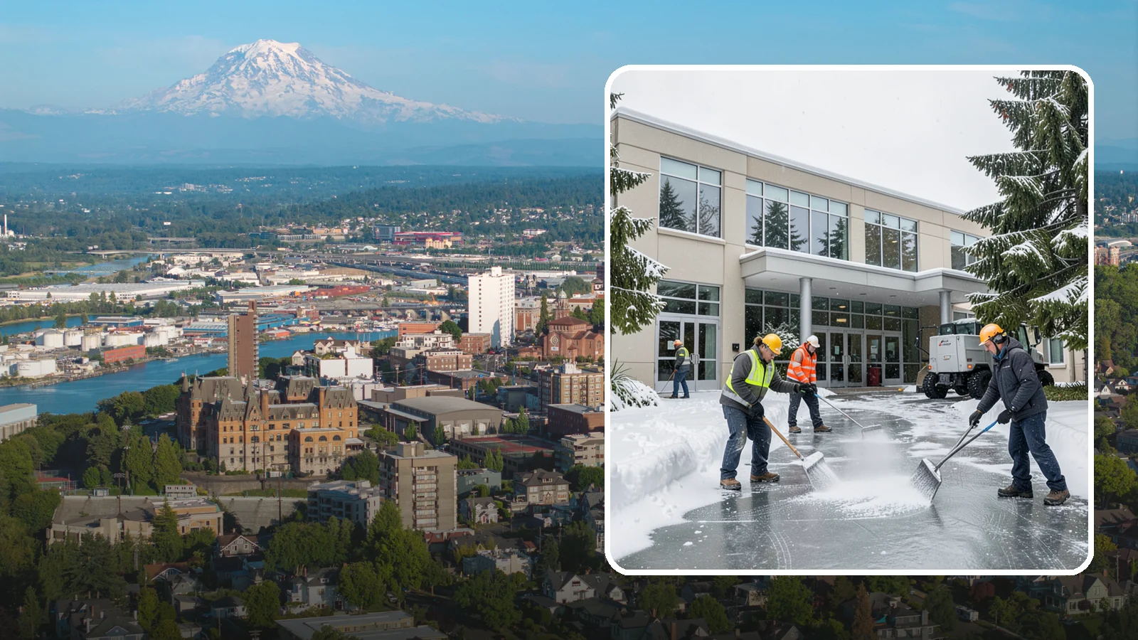 Office Building Deicing in Tacoma, Pierce County, WA - Deicing that keeps office-building entrances, plaza walks, and employee lots clear so staff and clients arrive safely on frozen...