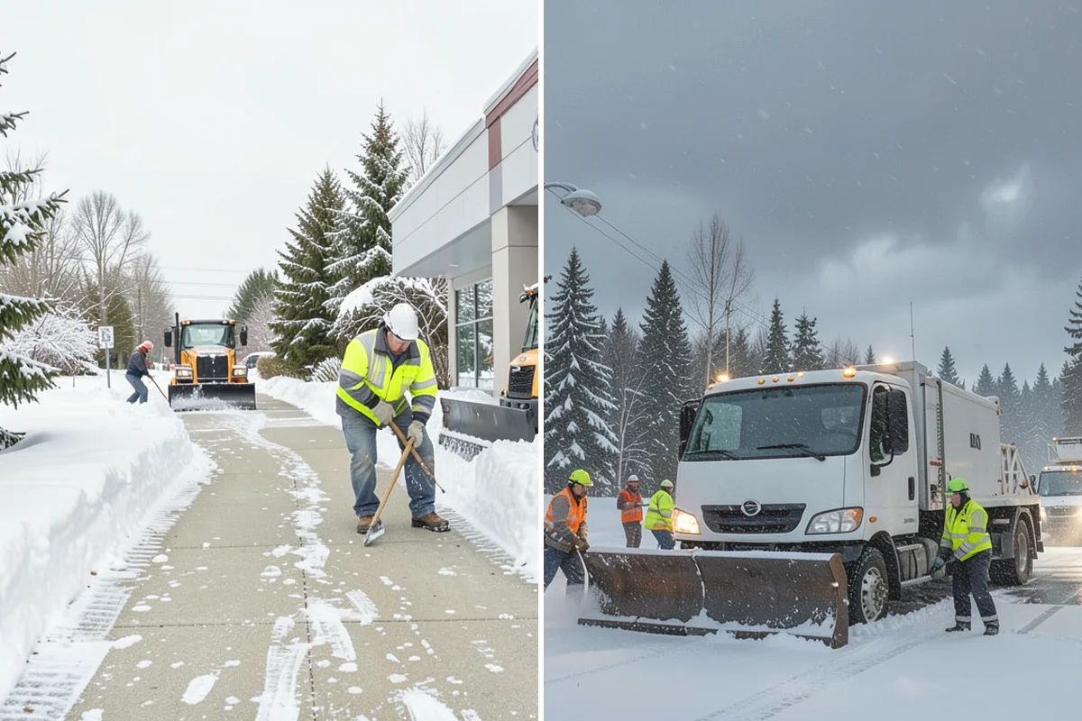 Office Building Deicing in Tacoma, Pierce County, WA - Assess entrances, plaza walks, stairs, and parking with building management