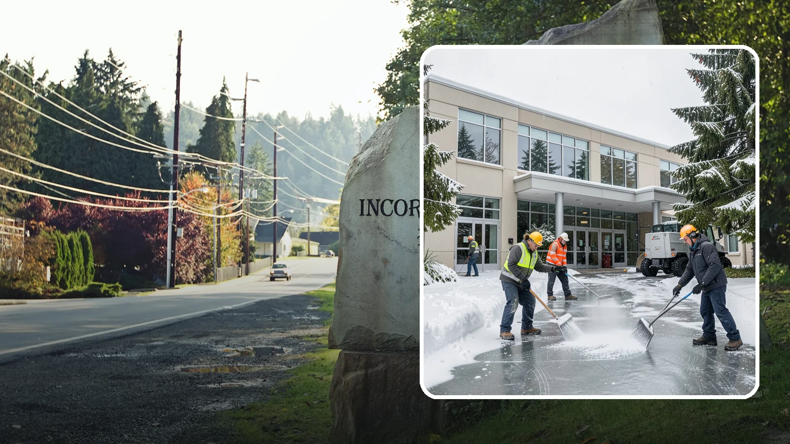Office Building Deicing in Wilkeson, Pierce County, WA - Deicing that keeps office-building entrances, plaza walks, and employee lots clear so staff and clients arrive safely on frozen...