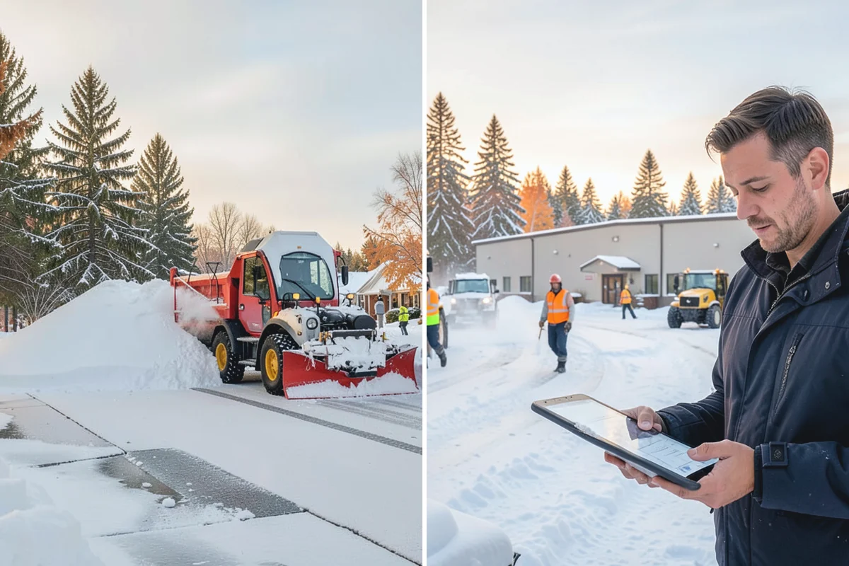 Office Building Deicing in Woodinville, King County, WA - Assess entrances, plaza walks, stairs, and parking with building management