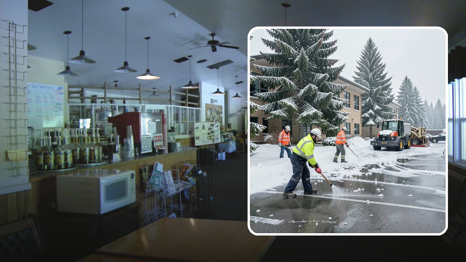 Office Building Parking Lot Snow Removal in Black Diamond, King County, WA - We clear office building lots before employees and clients arrive for the Western Washington workday.