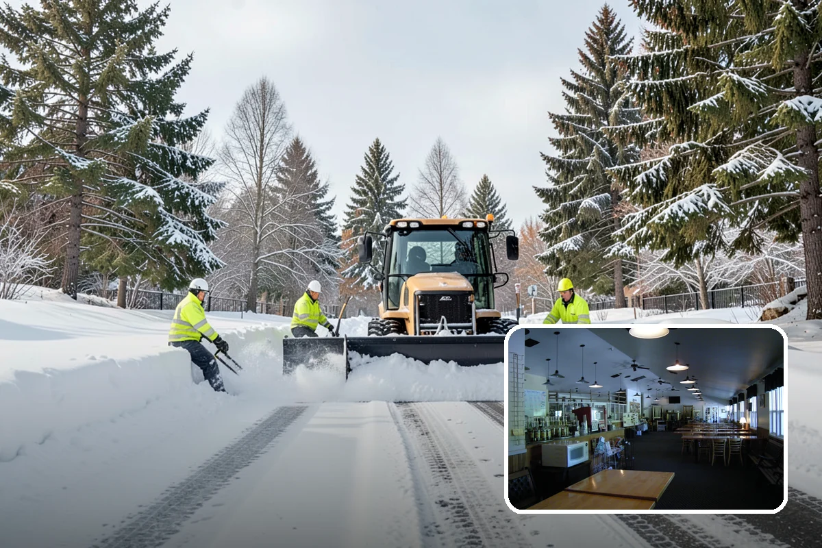 Office Building Parking Lot Snow Removal in Black Diamond, King County, WA - Employees and clients arrive to a cleared, deiced lot at the start of business