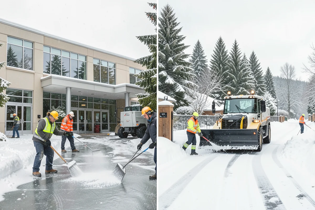 Office Building Parking Lot Snow Removal in Black Diamond, King County, WA - Establish start-of-business timing and priority entrances with building management
