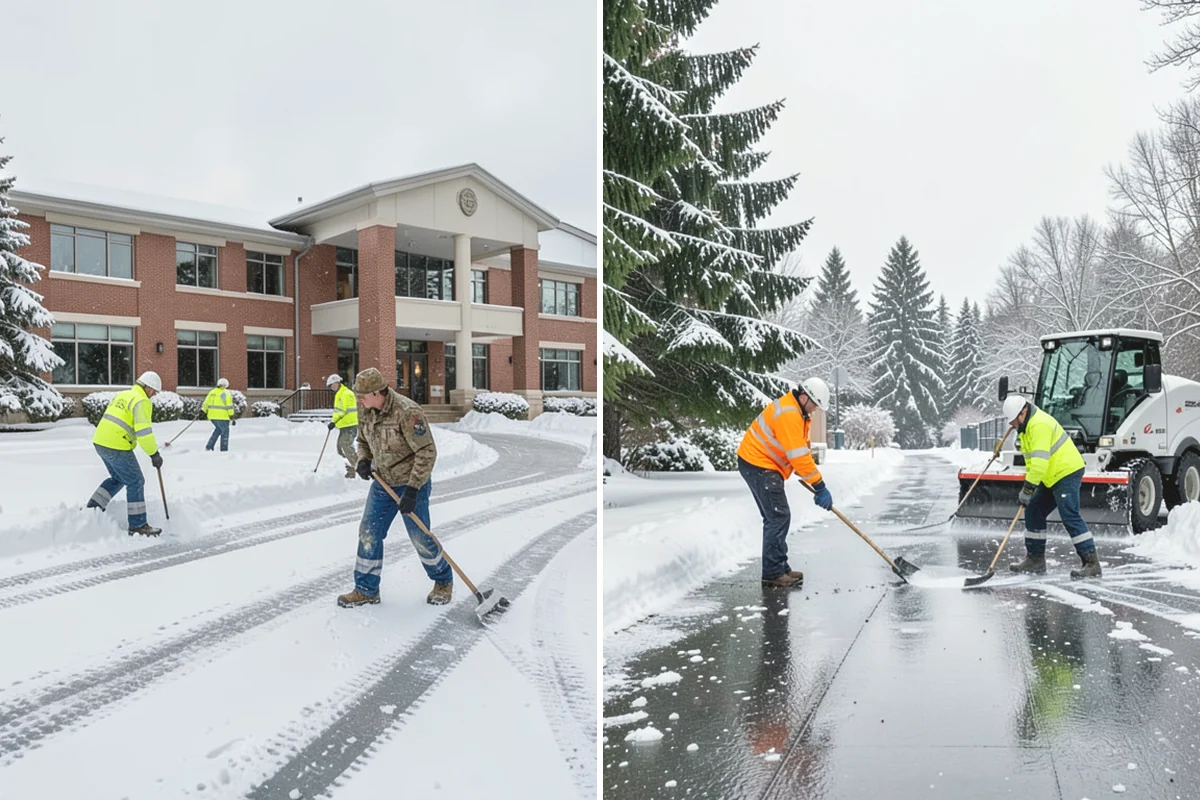 Office Building Parking Lot Snow Removal in Burien, King County, WA - Establish start-of-business timing and priority entrances with building management