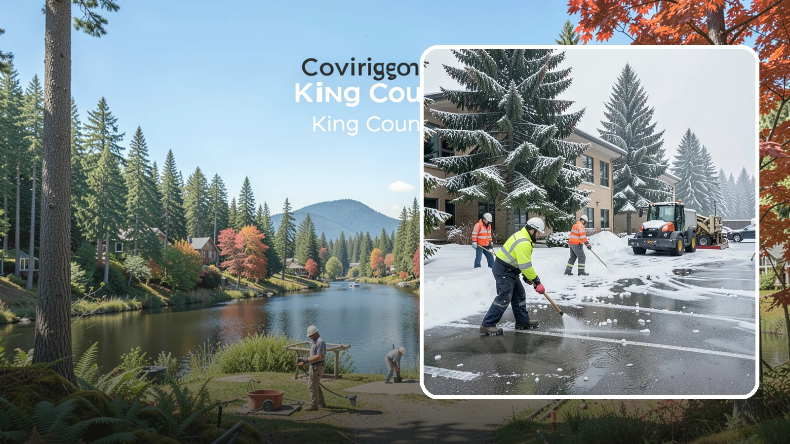 Office Building Parking Lot Snow Removal in Covington, King County, WA - We clear office building lots before employees and clients arrive for the Western Washington workday.