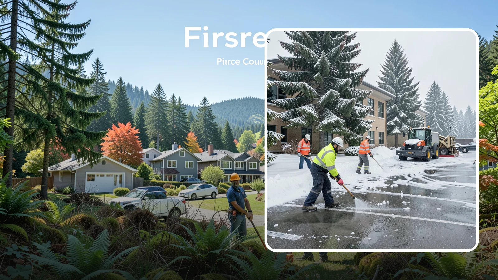 Office Building Parking Lot Snow Removal in Fircrest, Pierce County, WA - We clear office building lots before employees and clients arrive for the Western Washington workday.