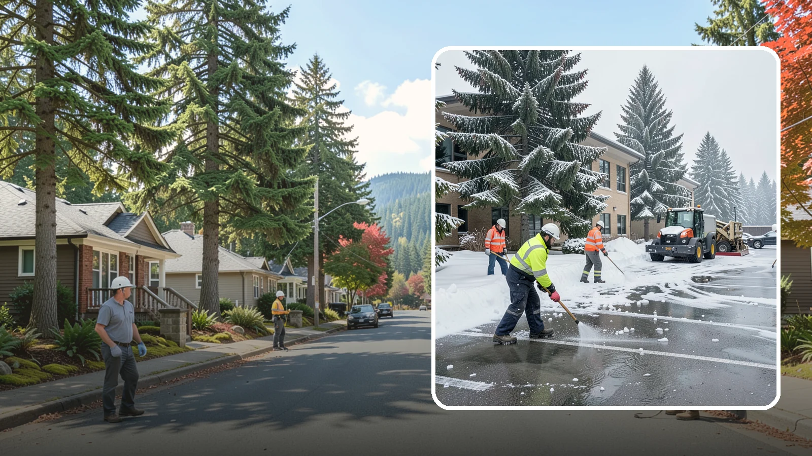 Office Building Parking Lot Snow Removal in Hunts Point, King County, WA - We clear office building lots before employees and clients arrive for the Western Washington workday.