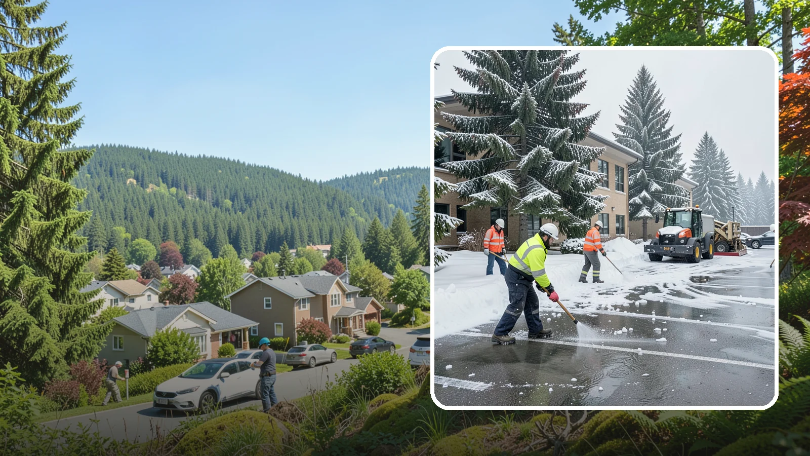 Office Building Parking Lot Snow Removal in Index, Snohomish County, WA - We clear office building lots before employees and clients arrive for the Western Washington workday.
