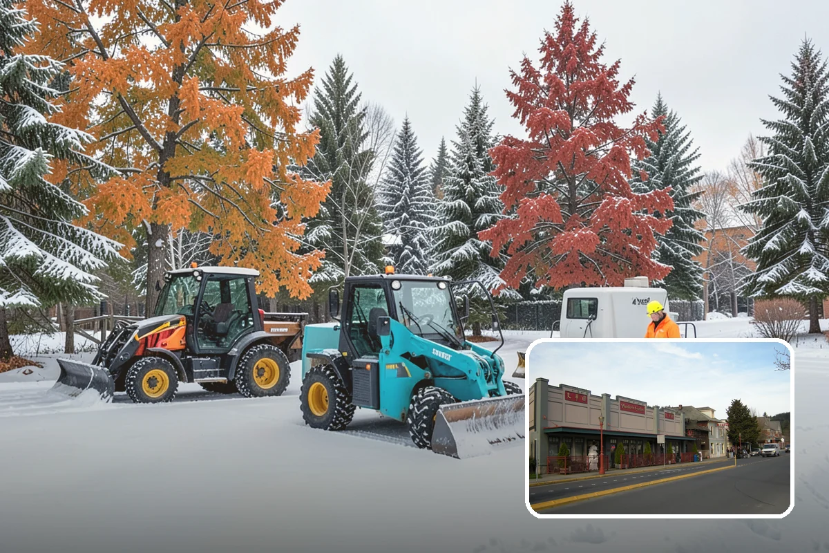 Office Building Parking Lot Snow Removal in Issaquah, King County, WA - Employees and clients arrive to a cleared, deiced lot at the start of business