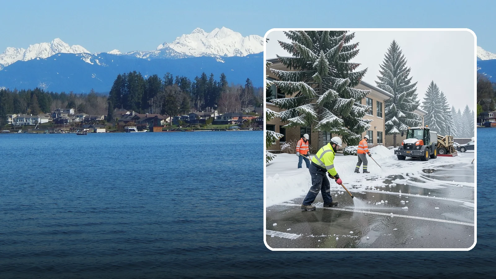 Office Building Parking Lot Snow Removal in Lake Stevens, Snohomish County, WA - We clear office building lots before employees and clients arrive for the Western Washington workday.