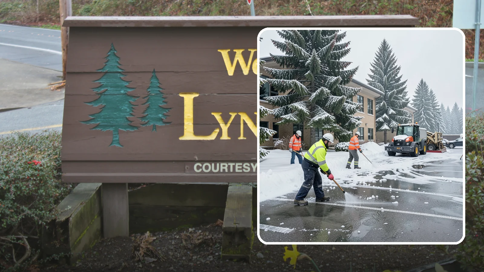 Office Building Parking Lot Snow Removal in Lynnwood, Snohomish County, WA - We clear office building lots before employees and clients arrive for the Western Washington workday.
