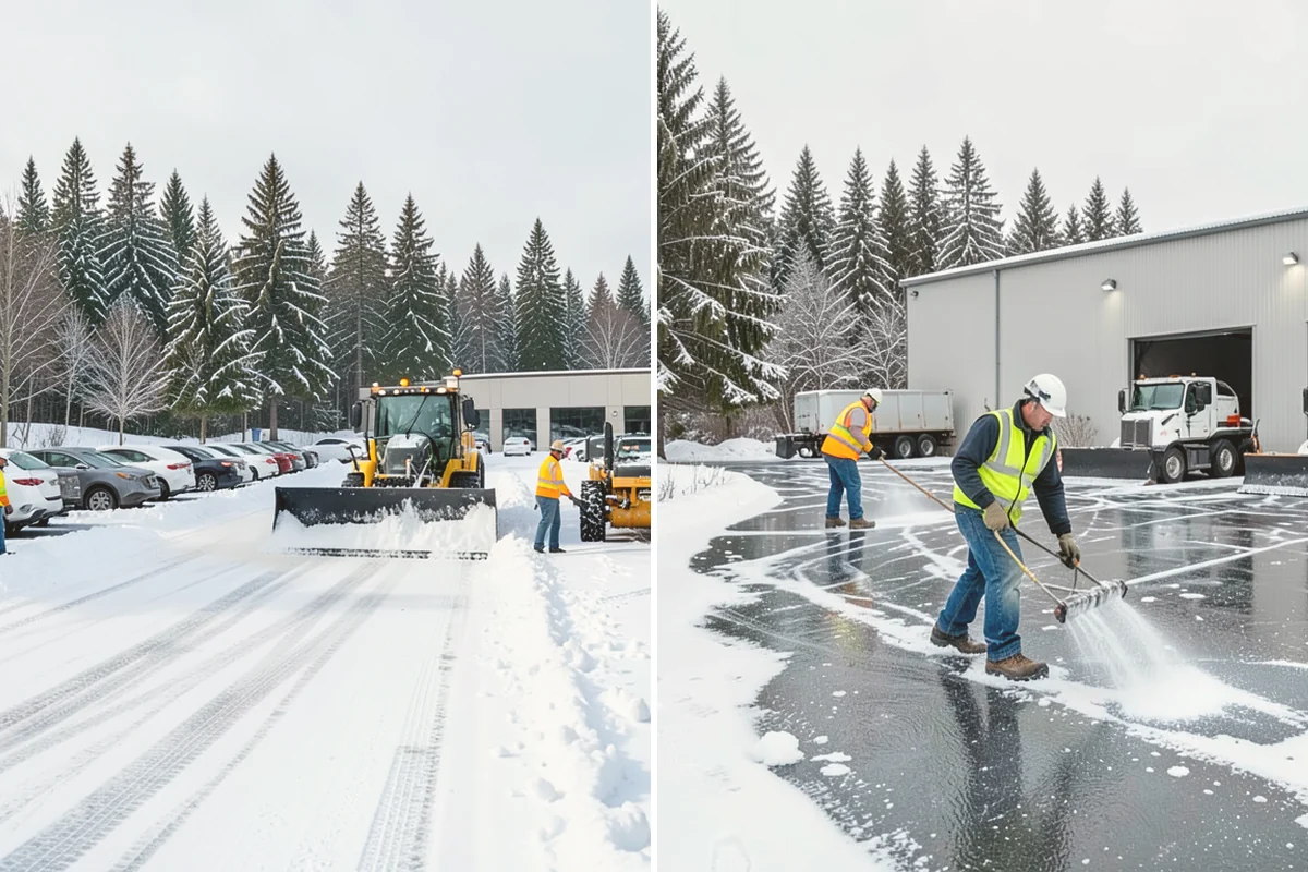Office Building Parking Lot Snow Removal in Lynnwood, Snohomish County, WA - Establish start-of-business timing and priority entrances with building management