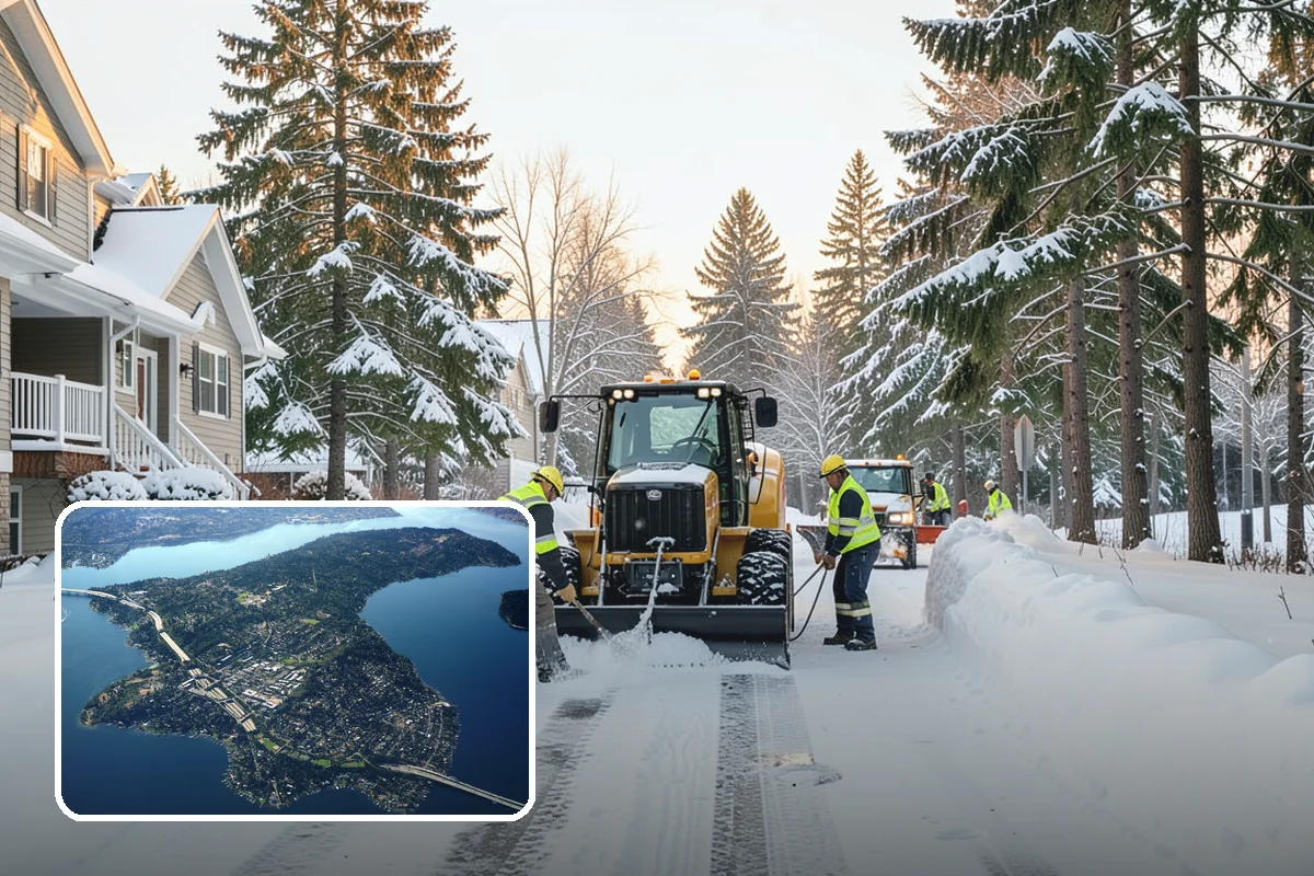 Office Building Parking Lot Snow Removal in Mercer Island, King County, WA - Employees and clients arrive to a cleared, deiced lot at the start of business