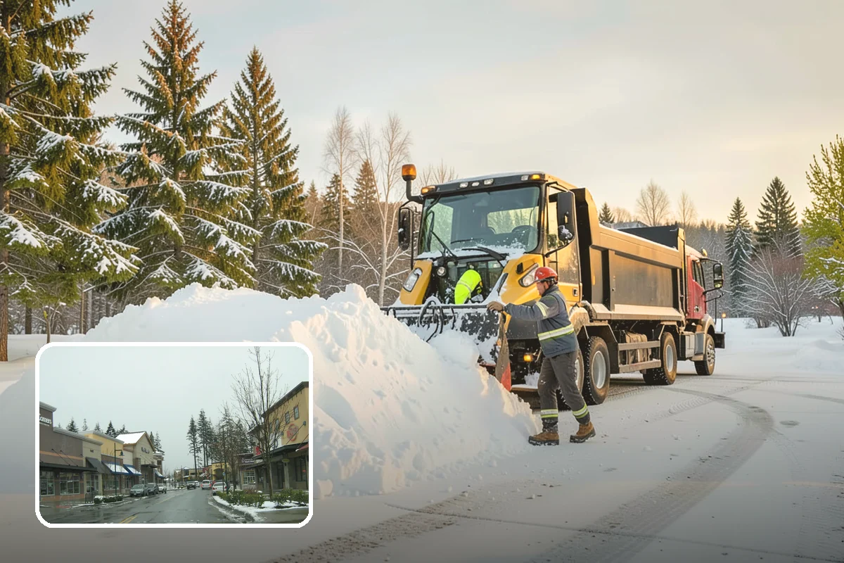 Office Building Parking Lot Snow Removal in Mill Creek, Snohomish County, WA - Employees and clients arrive to a cleared, deiced lot at the start of business