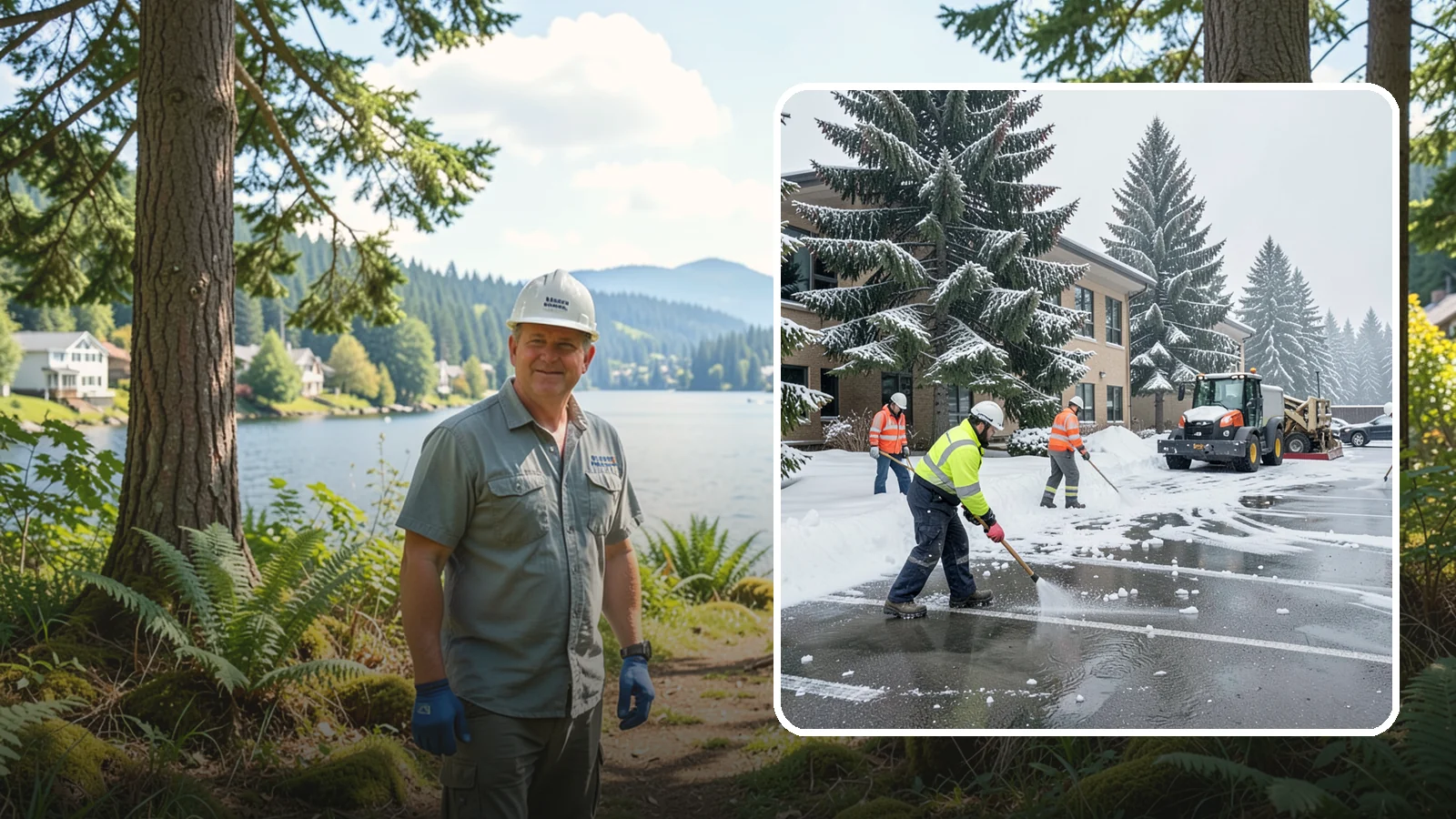 Office Building Parking Lot Snow Removal in Milton, King County, WA - We clear office building lots before employees and clients arrive for the Western Washington workday.