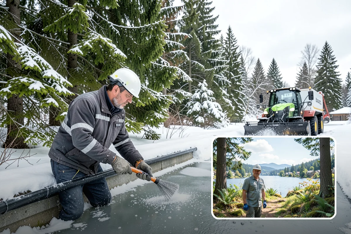 Office Building Parking Lot Snow Removal in Milton, King County, WA - Employees and clients arrive to a cleared, deiced lot at the start of business