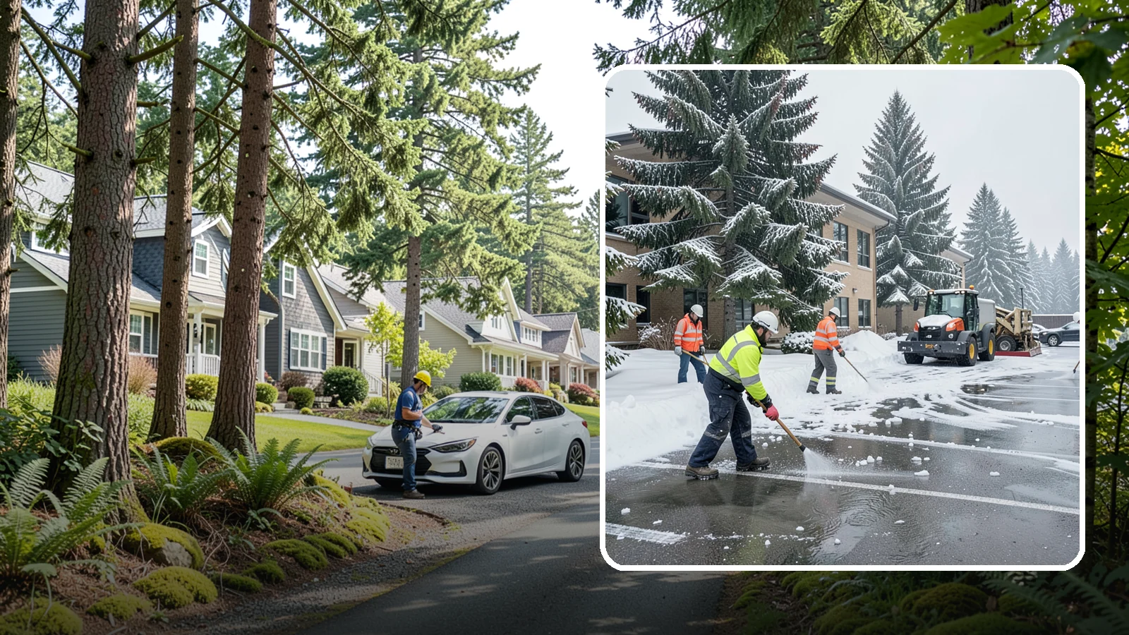Office Building Parking Lot Snow Removal in Normandy Park, King County, WA - We clear office building lots before employees and clients arrive for the Western Washington workday.