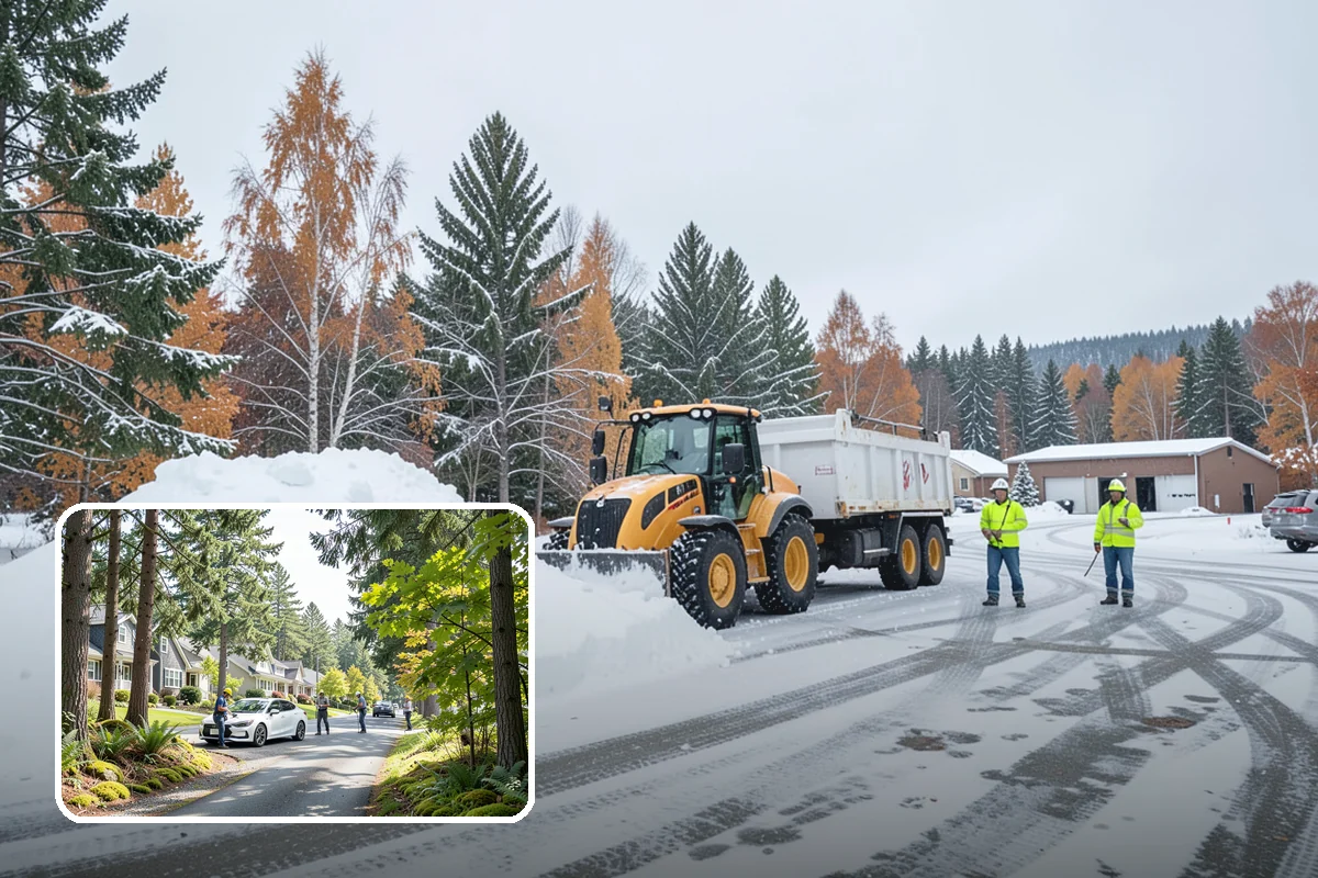 Office Building Parking Lot Snow Removal in Normandy Park, King County, WA - Employees and clients arrive to a cleared, deiced lot at the start of business