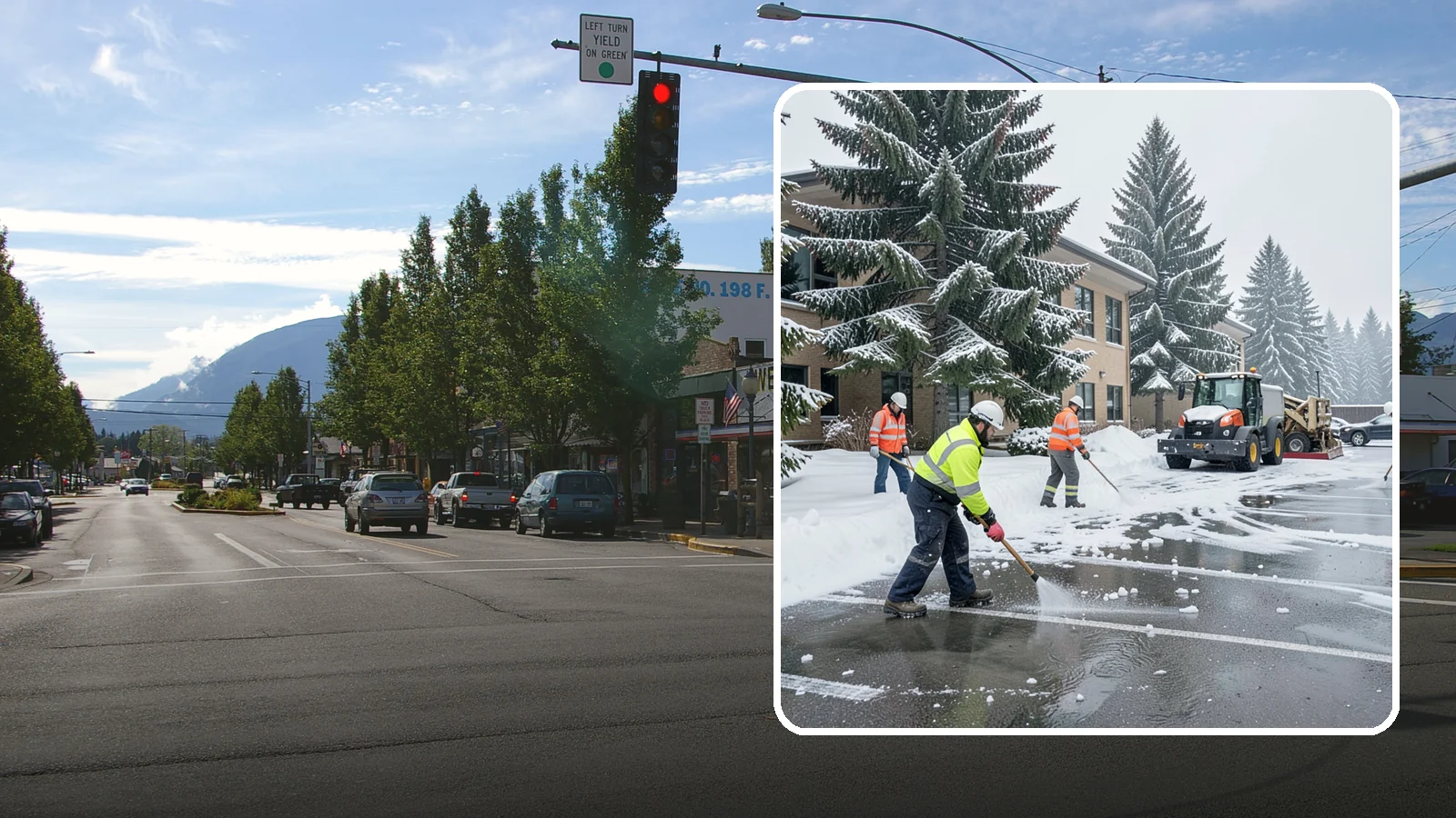 Office Building Parking Lot Snow Removal in North Bend, King County, WA - We clear office building lots before employees and clients arrive for the Western Washington workday.