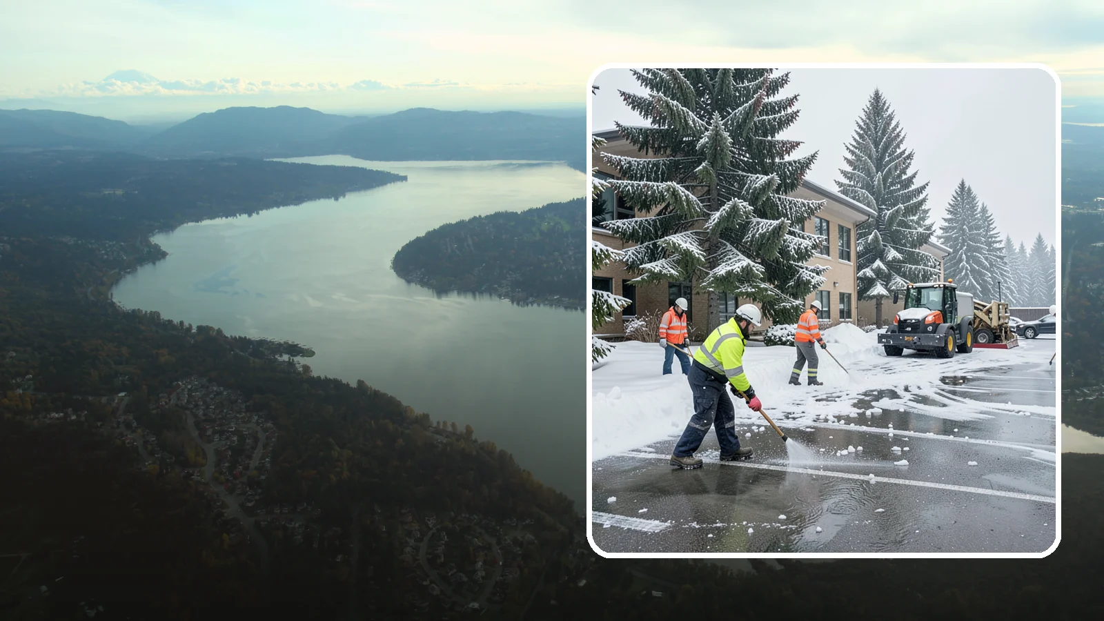 Office Building Parking Lot Snow Removal in Sammamish, King County, WA - We clear office building lots before employees and clients arrive for the Western Washington workday.