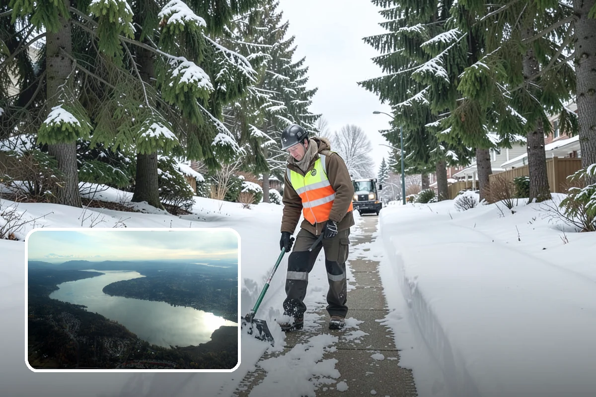 Office Building Parking Lot Snow Removal in Sammamish, King County, WA - Employees and clients arrive to a cleared, deiced lot at the start of business