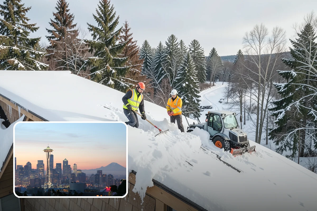 Office Building Parking Lot Snow Removal in Seattle, King County, WA - Employees and clients arrive to a cleared, deiced lot at the start of business