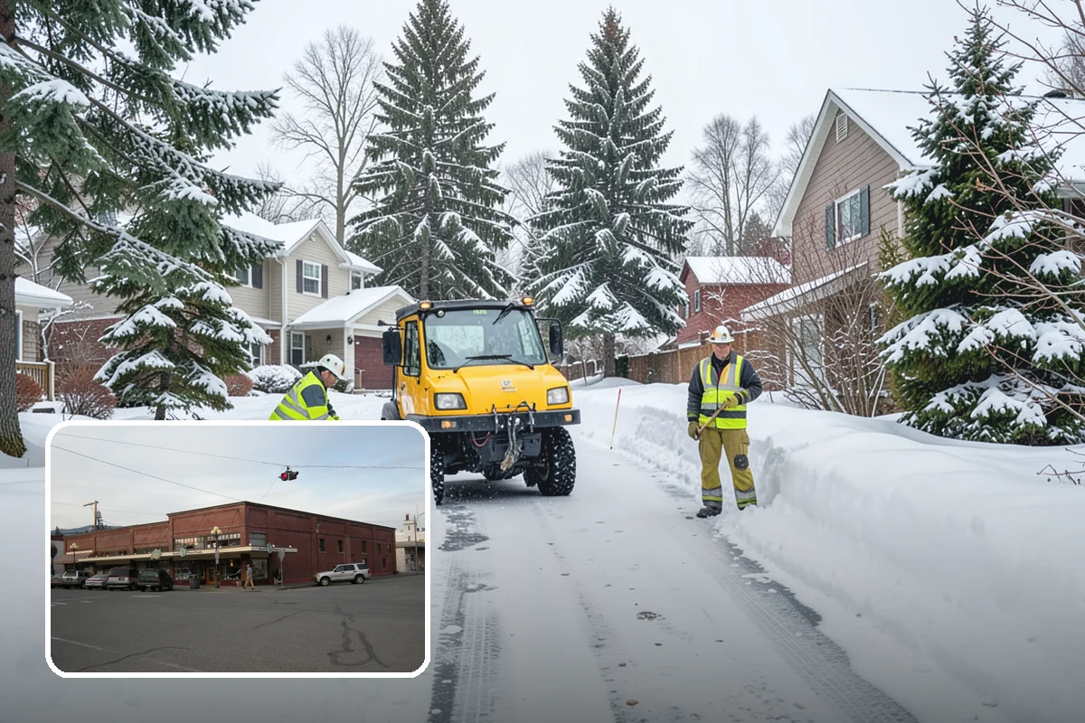 Office Building Parking Lot Snow Removal in Sedro-Woolley, Skagit County, WA - Employees and clients arrive to a cleared, deiced lot at the start of business
