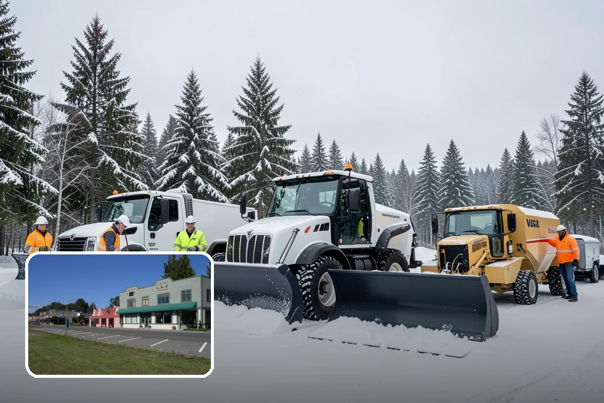 Office Building Parking Lot Snow Removal in Snoqualmie, King County, WA - Employees and clients arrive to a cleared, deiced lot at the start of business