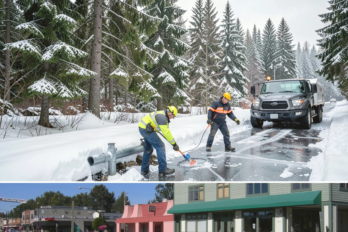 Office Building Parking Lot Snow Removal in Snoqualmie, King County, WA - Office lots across Western Washington need the most attention from December through February, when clear overnight skies drive...
