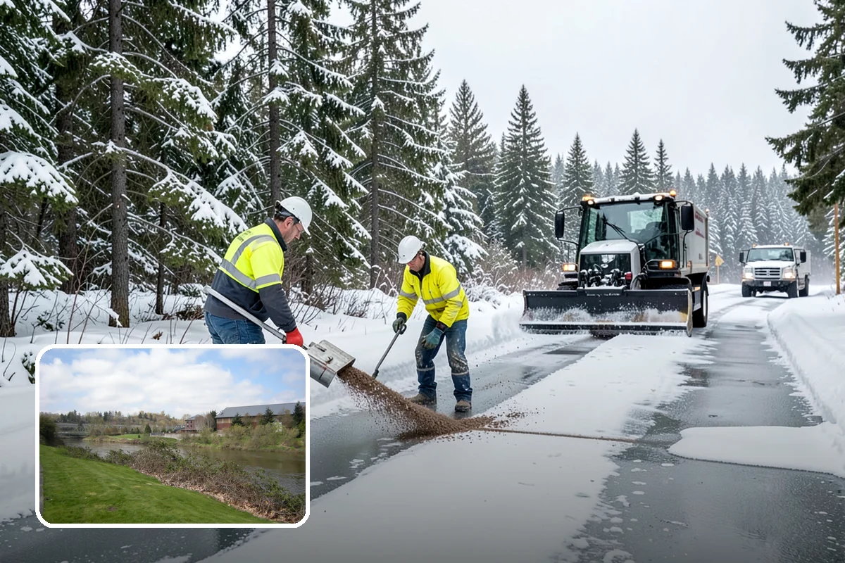 Office Building Parking Lot Snow Removal in Tukwila, King County, WA - Employees and clients arrive to a cleared, deiced lot at the start of business