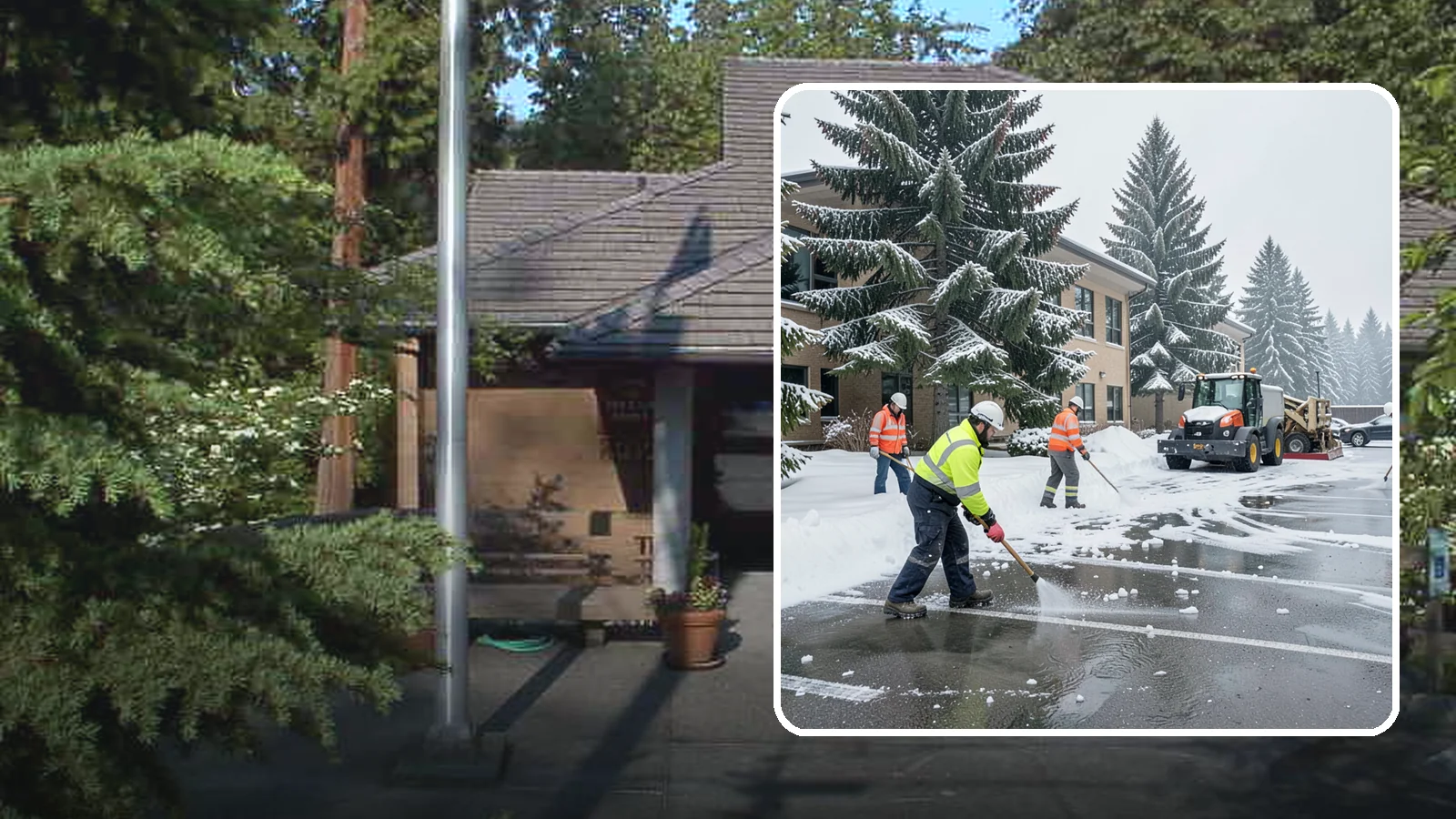 Office Building Parking Lot Snow Removal in Yarrow Point, King County, WA - We clear office building lots before employees and clients arrive for the Western Washington workday.