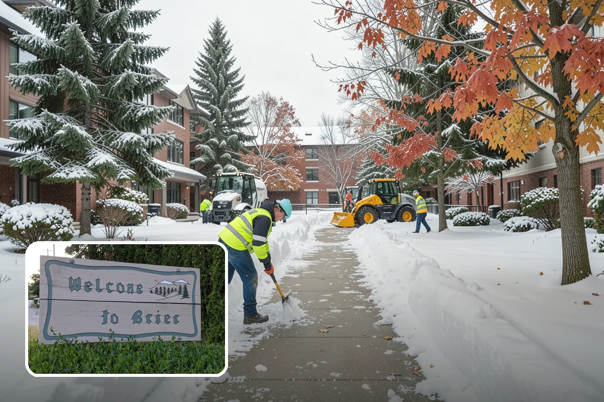 Office Building Sidewalk Clearing in Brier, Snohomish County, WA - Clear, dry entrances greet employees and clients each morning