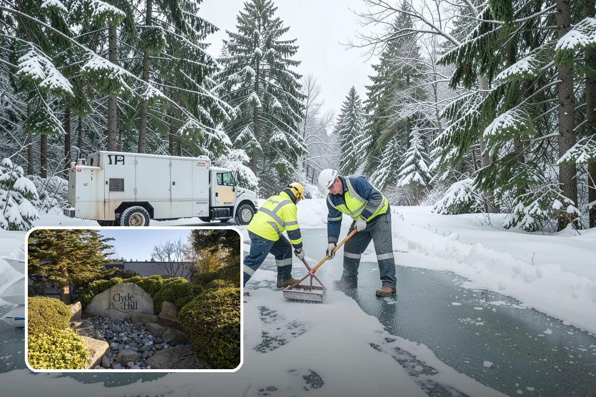 Office Building Sidewalk Clearing in Clyde Hill, King County, WA - Clear, dry entrances greet employees and clients each morning