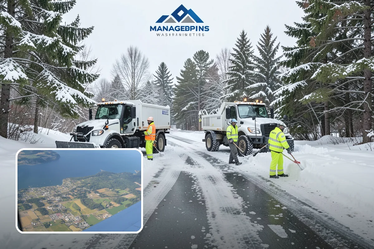 Office Building Sidewalk Clearing in Coupeville, Island County, WA - Clear, dry entrances greet employees and clients each morning