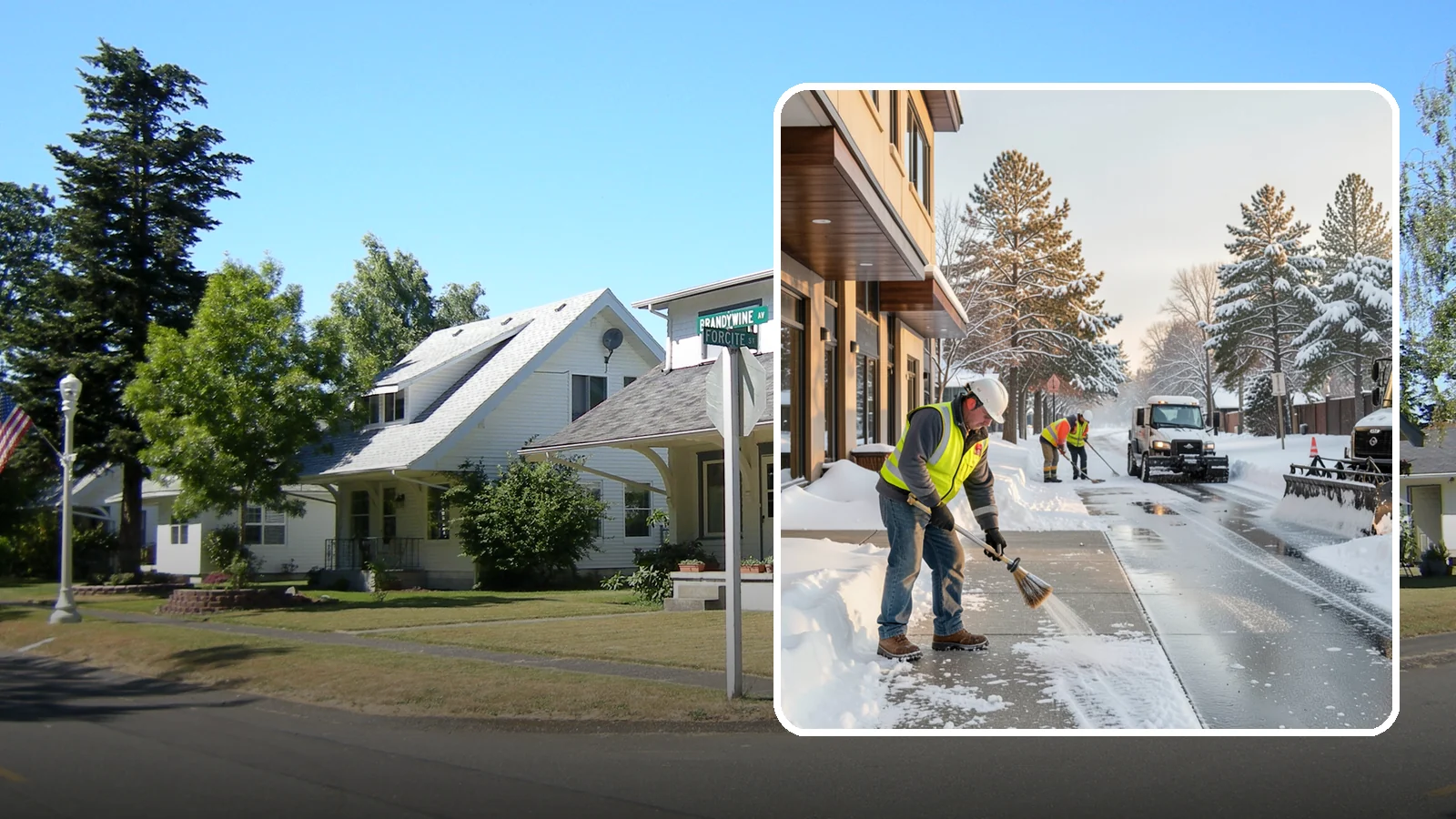 Office Building Sidewalk Clearing in DuPont, Pierce County, WA - Pre-opening sidewalk clearing for Western Washington office buildings so employees and visitors reach the entrance safely before...