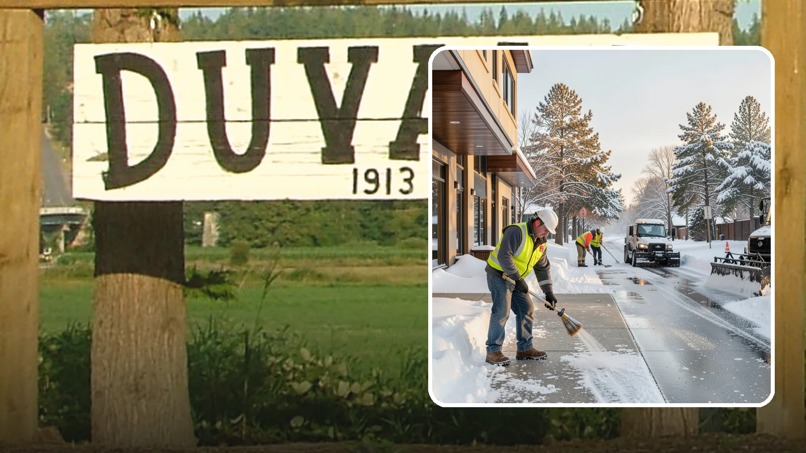 Office Building Sidewalk Clearing in Duvall, King County, WA - Pre-opening sidewalk clearing for Western Washington office buildings so employees and visitors reach the entrance safely before...