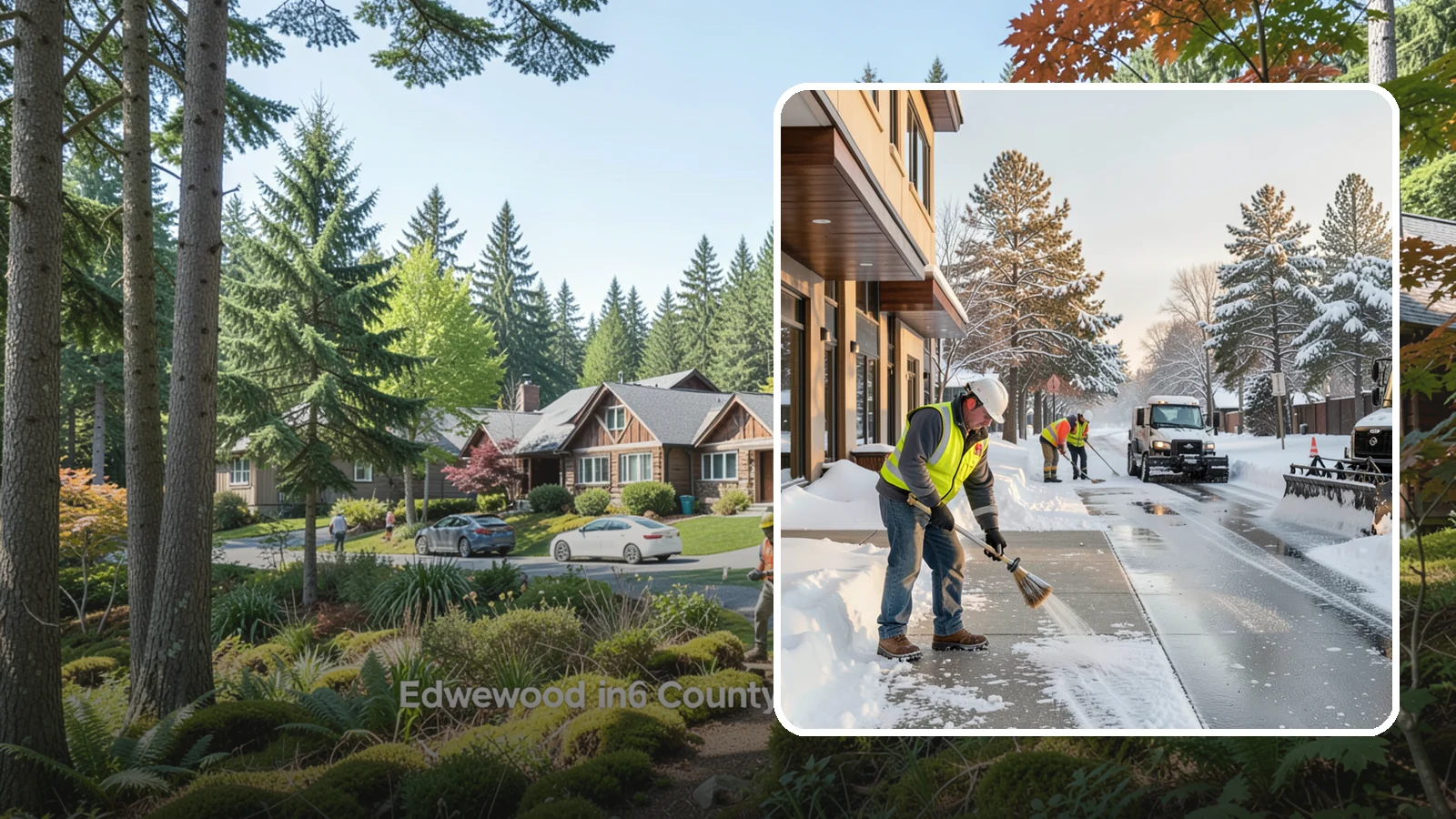 Office Building Sidewalk Clearing in Edgewood, Pierce County, WA - Pre-opening sidewalk clearing for Western Washington office buildings so employees and visitors reach the entrance safely before...
