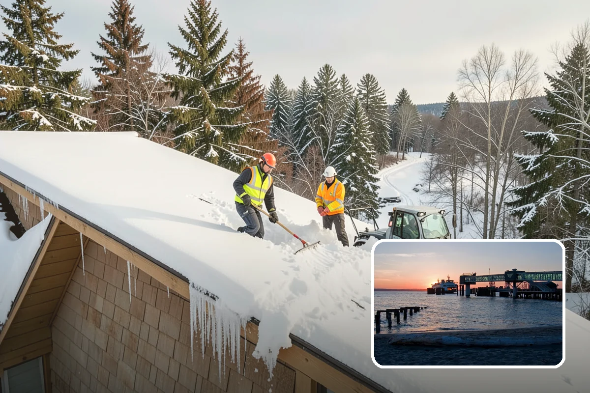 Office Building Sidewalk Clearing in Edmonds, Snohomish County, WA - Clear, dry entrances greet employees and clients each morning