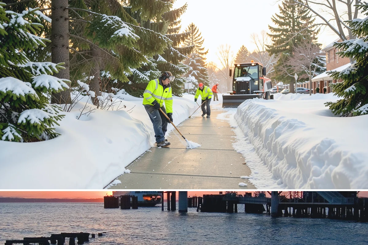 Office Building Sidewalk Clearing in Edmonds, Snohomish County, WA - Office demand peaks from December through February, with the most critical events being pre-dawn freezing fog and drizzle that...