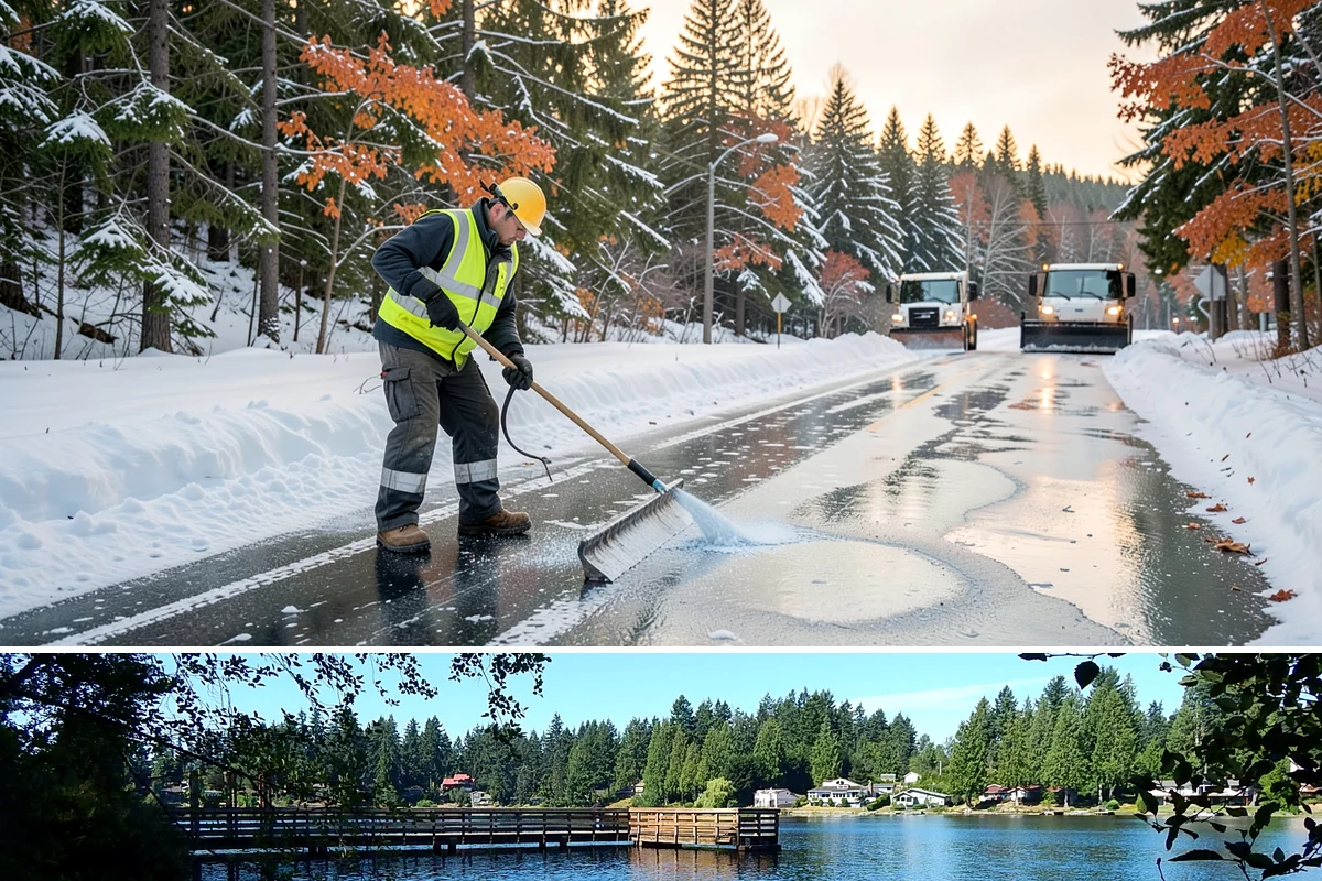 Office Building Sidewalk Clearing in Federal Way, King County, WA - Office demand peaks from December through February, with the most critical events being pre-dawn freezing fog and drizzle that...